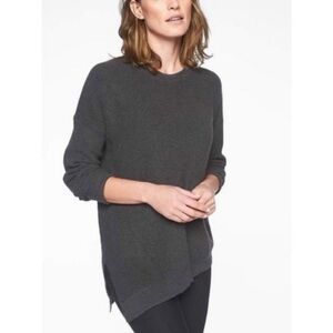 Athleta Rest Day Asymmetrical Hem Sweater Grey Silk Blend Size Medium